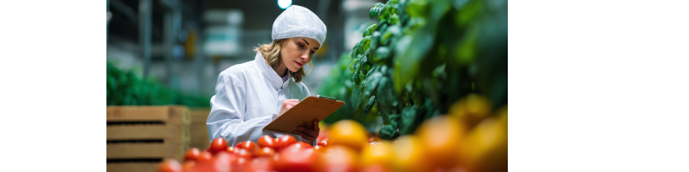 Kvinde gennemgår kvalitet af fødevare