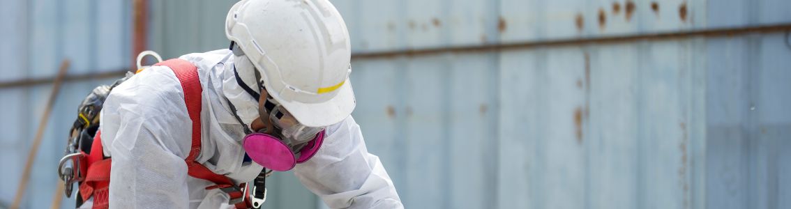 Worker wearing full body protective to prevent hazards