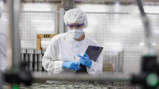 Inspektion af produktionslinjen i en fødevarefabrik