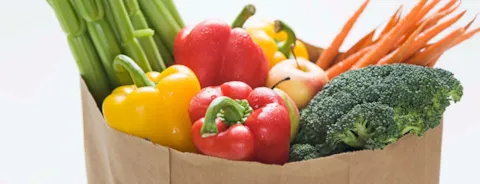 Pose med frugt og grønt